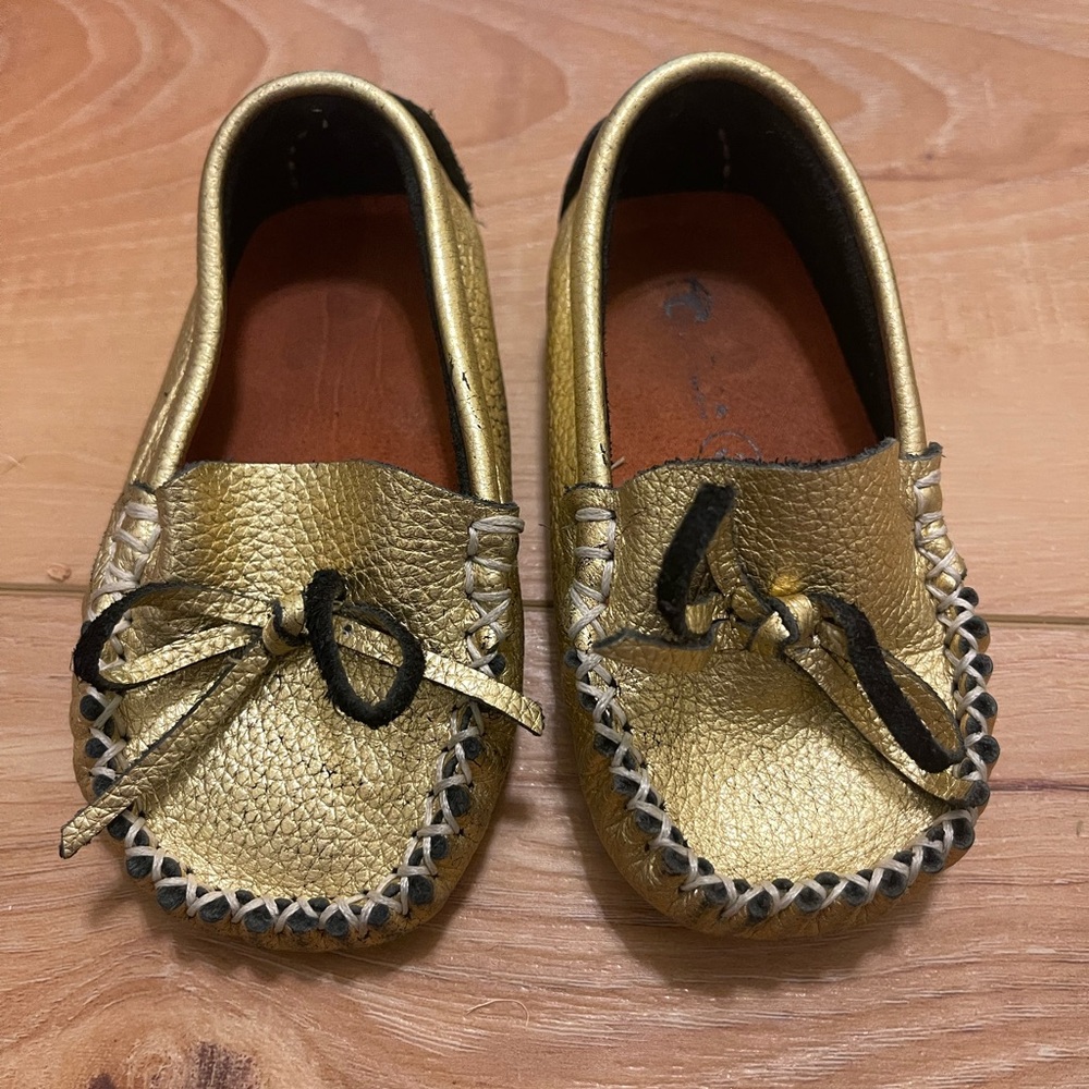 Gold Toddler Moccasin Loafers